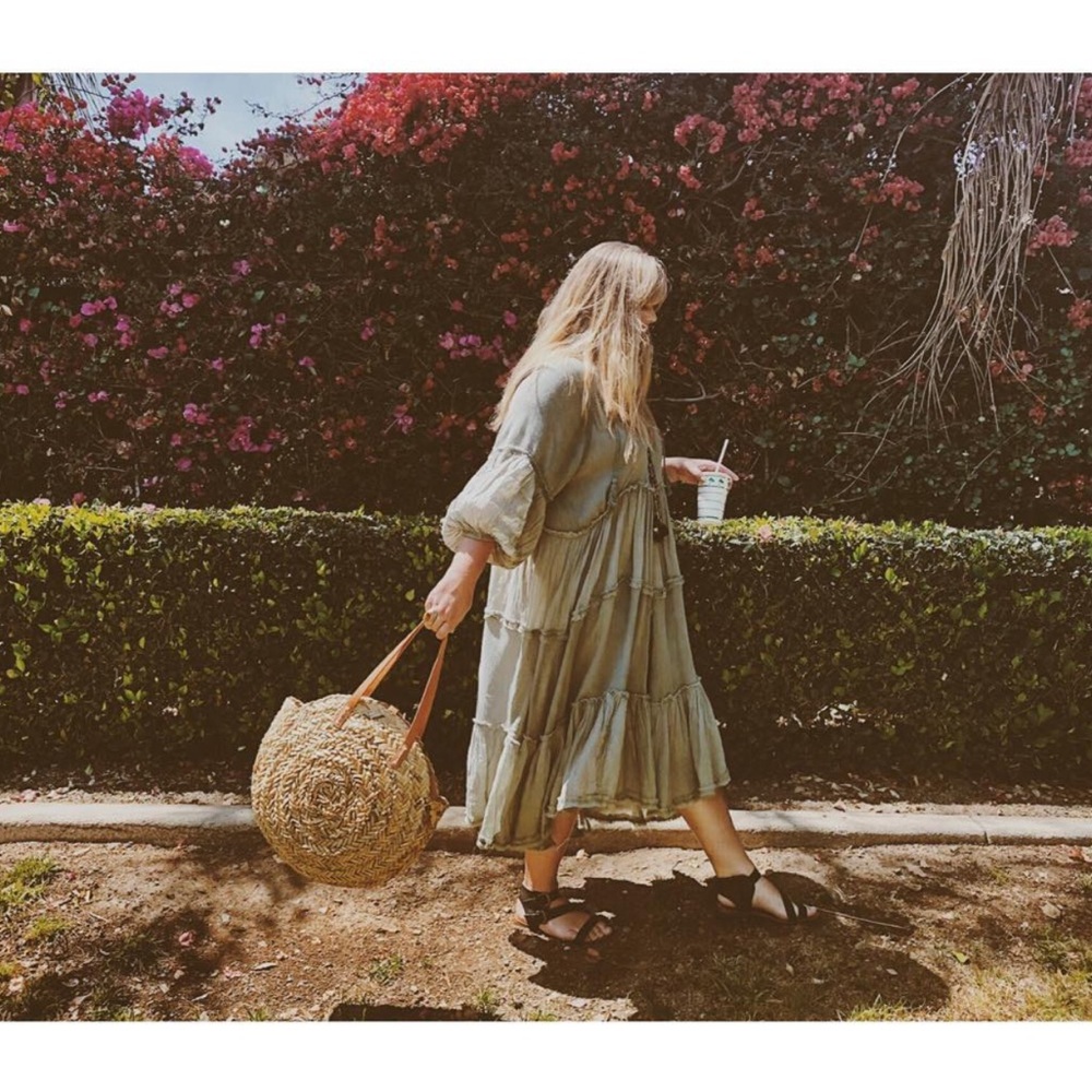 Free People in the moment midi Maxi Dress sage green sz medium - Picture 1 of 10